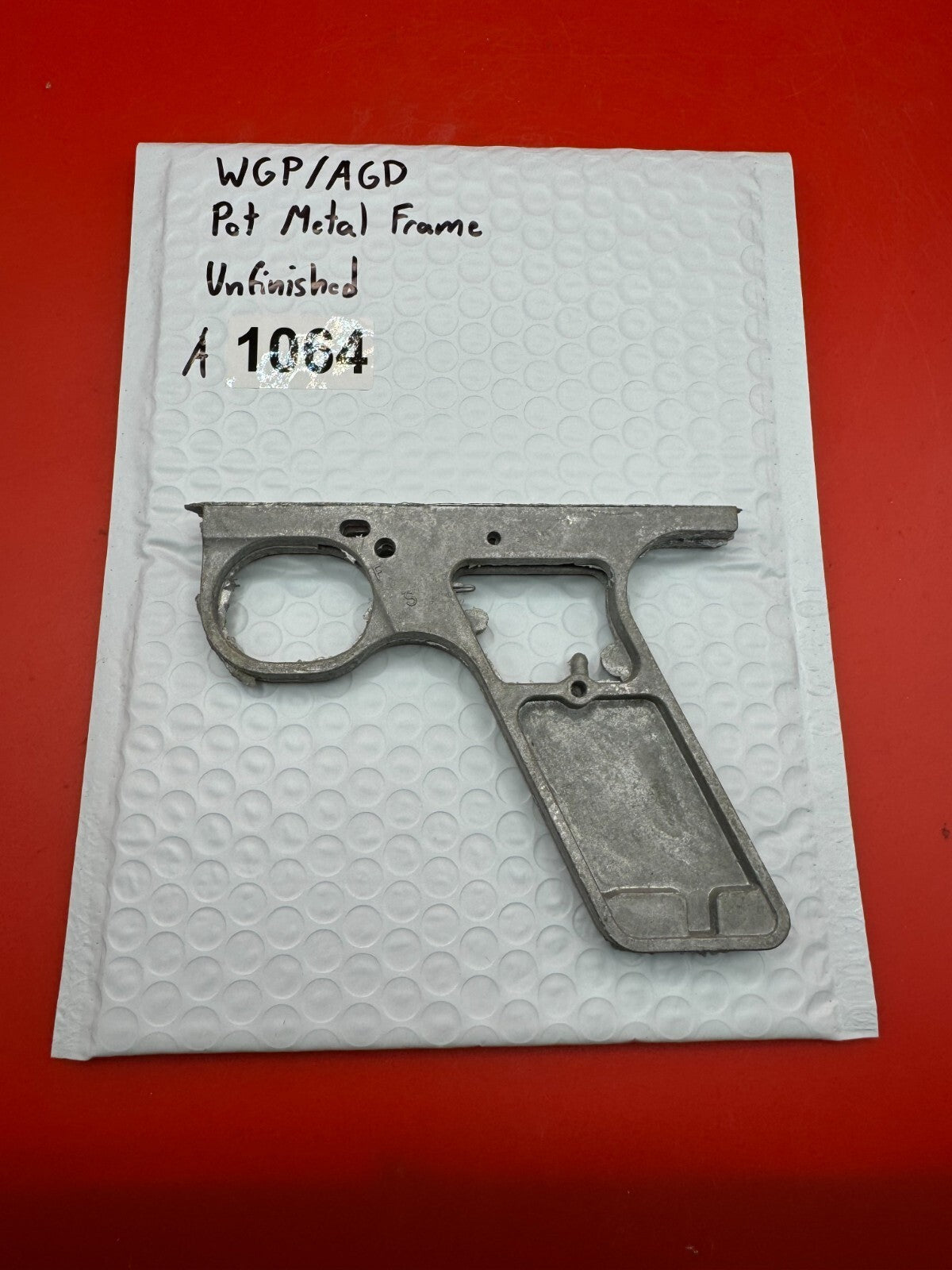 WGP/AGD Pot Metal Paintball Marker Frame Unfinished - used paintball grip frame - raw / unfinished silver