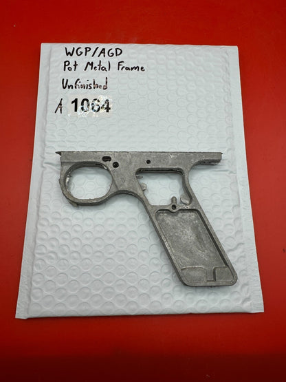 WGP/AGD Pot Metal Paintball Marker Frame Unfinished - used paintball grip frame - raw / unfinished silver