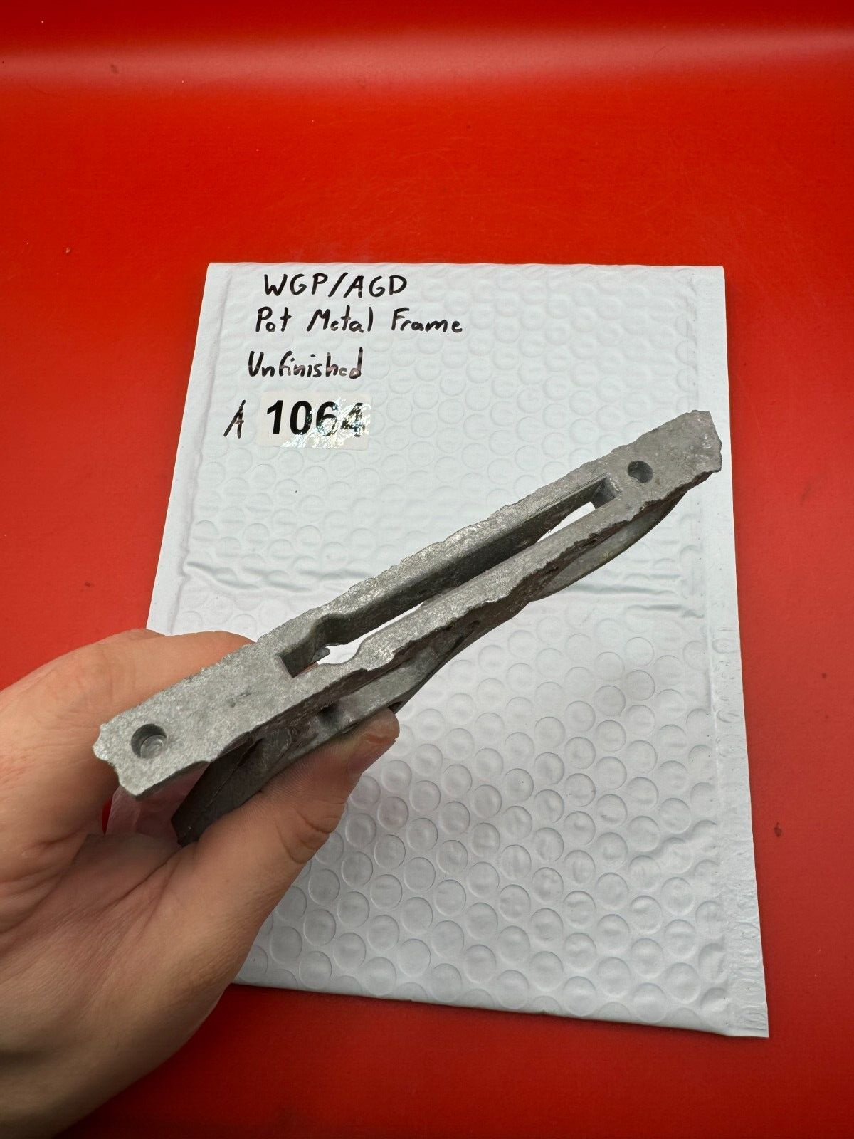 WGP/AGD Pot Metal Paintball Marker Frame Unfinished - used paintball grip frame - raw / unfinished silver
