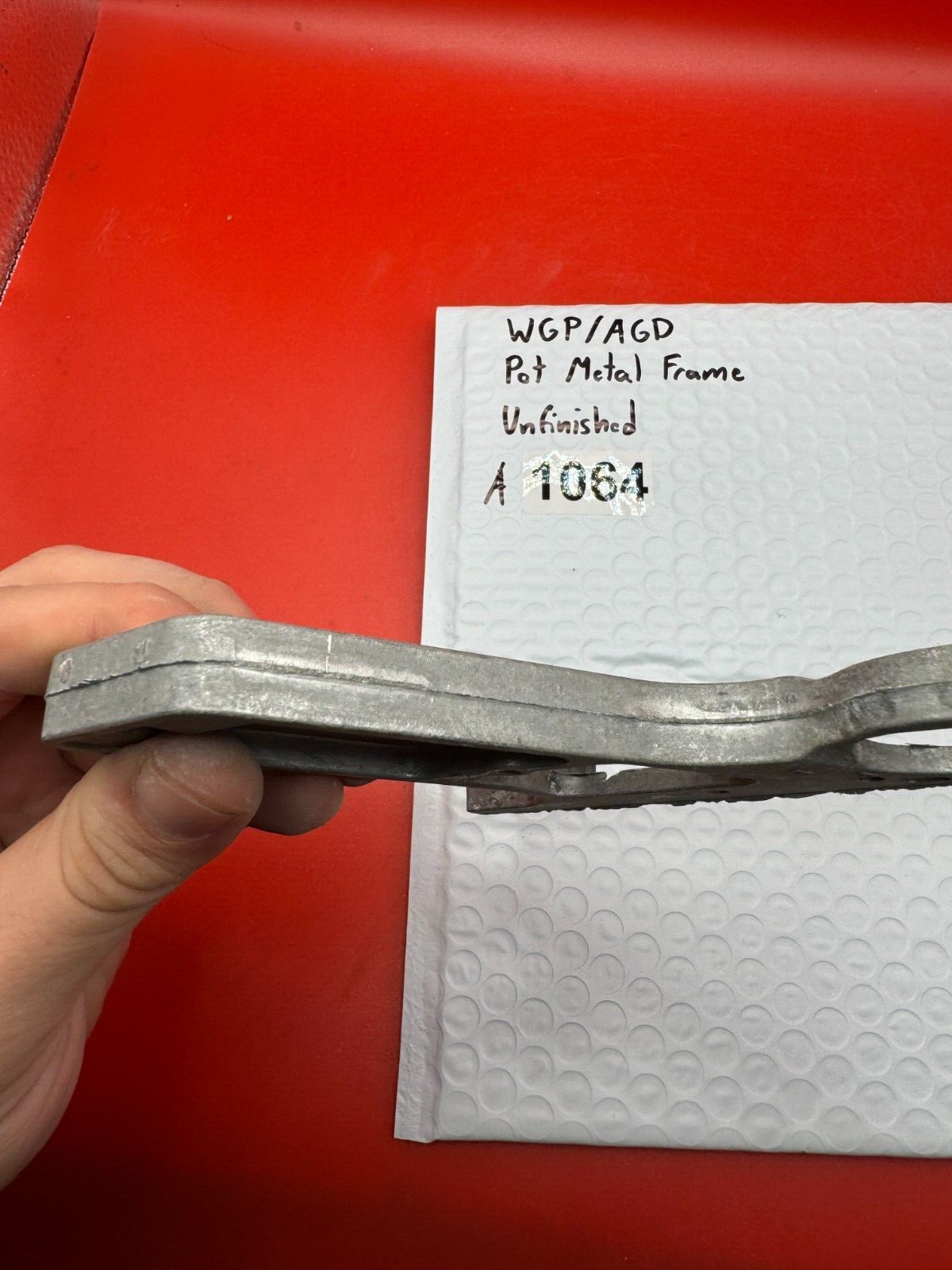 WGP/AGD Pot Metal Paintball Marker Frame Unfinished - used paintball grip frame - raw / unfinished silver