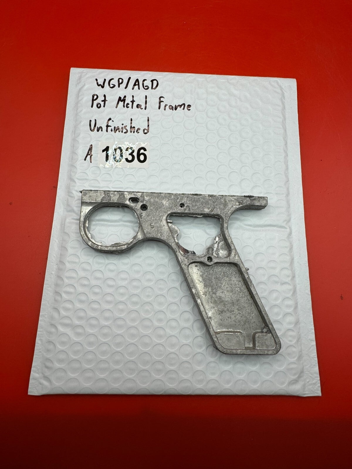 WGP/AGD Pot Metal Paintball Marker Frame Unfinished - used paintball grip frame - raw / unfinished silver