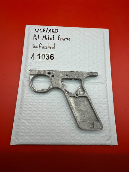 WGP/AGD Pot Metal Paintball Marker Frame Unfinished - used paintball grip frame - raw / unfinished silver