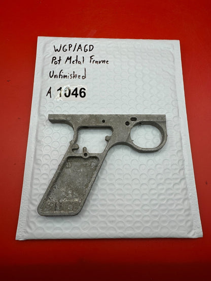 WGP/AGD Pot Metal Paintball Marker Frame Unfinished - used paintball grip frame - raw / unfinished silver
