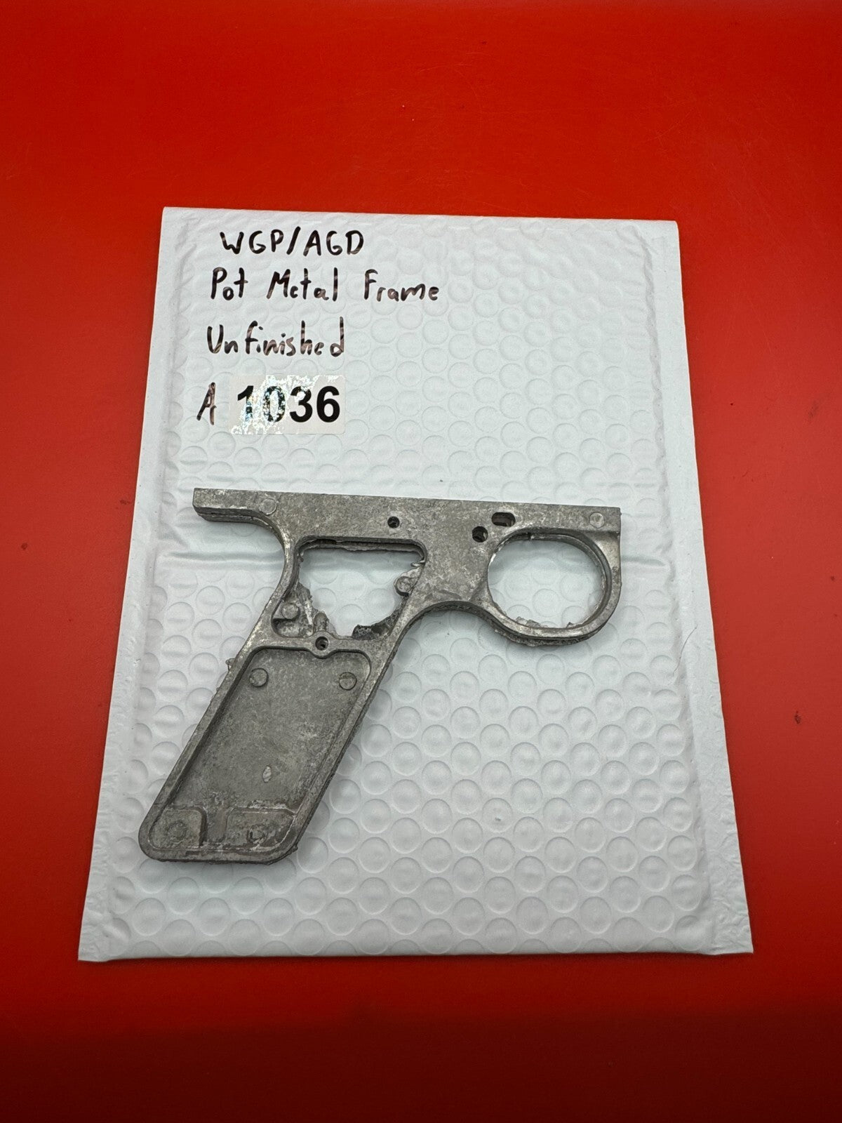 WGP/AGD Pot Metal Paintball Marker Frame Unfinished - used paintball grip frame - raw / unfinished silver
