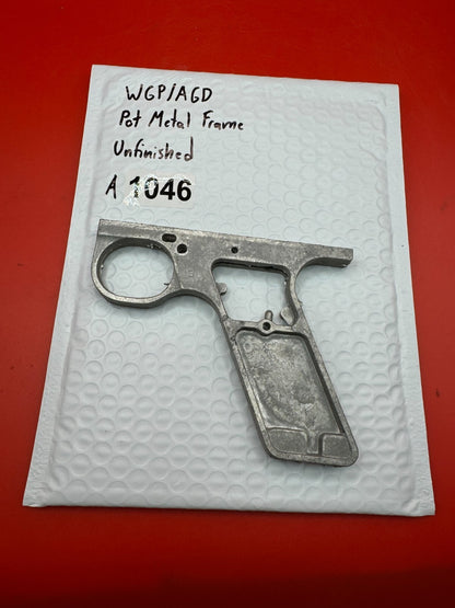WGP/AGD Pot Metal Paintball Marker Frame Unfinished - used paintball grip frame - raw / unfinished silver
