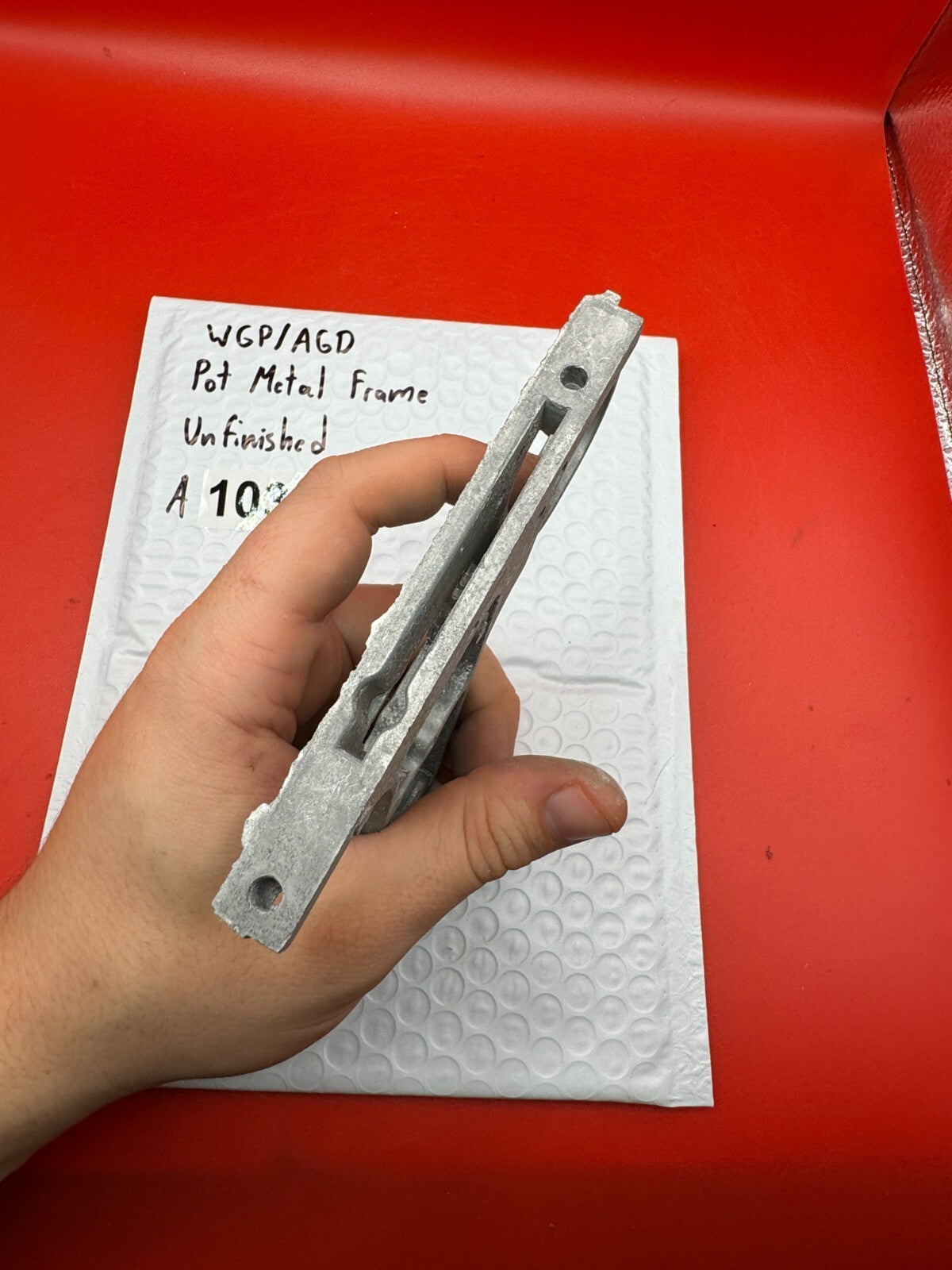 WGP/AGD Pot Metal Paintball Marker Frame Unfinished - used paintball grip frame - raw / unfinished silver