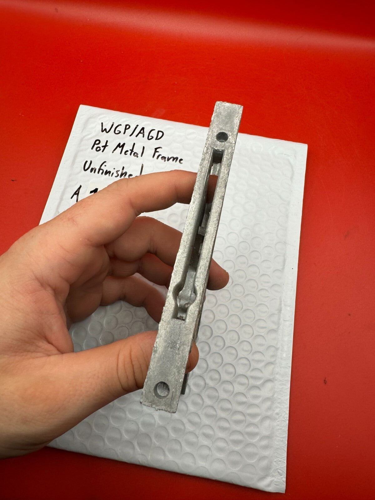 WGP/AGD Pot Metal Paintball Marker Frame Unfinished - used paintball grip frame - raw / unfinished silver