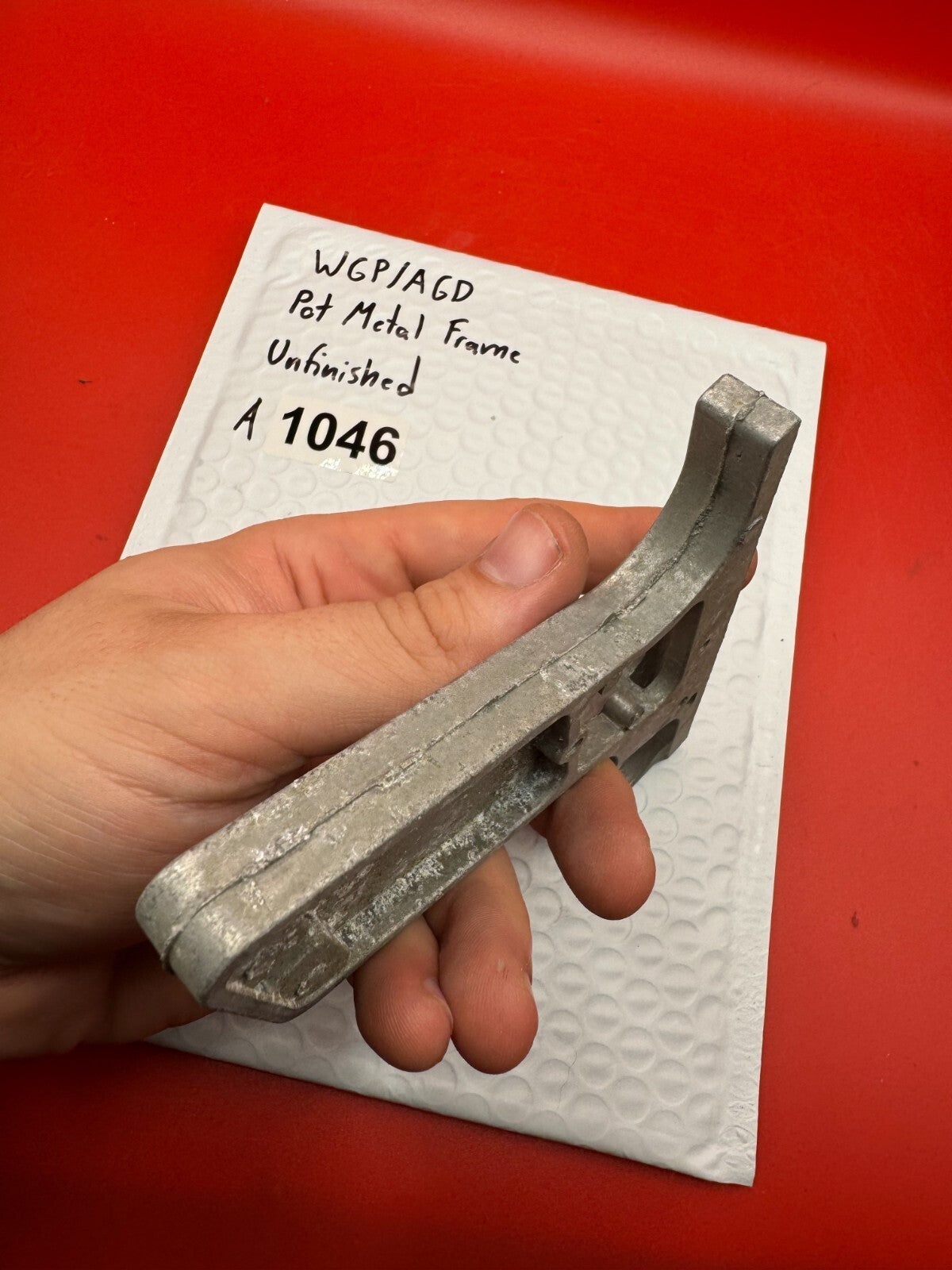 WGP/AGD Pot Metal Paintball Marker Frame Unfinished - used paintball grip frame - raw / unfinished silver