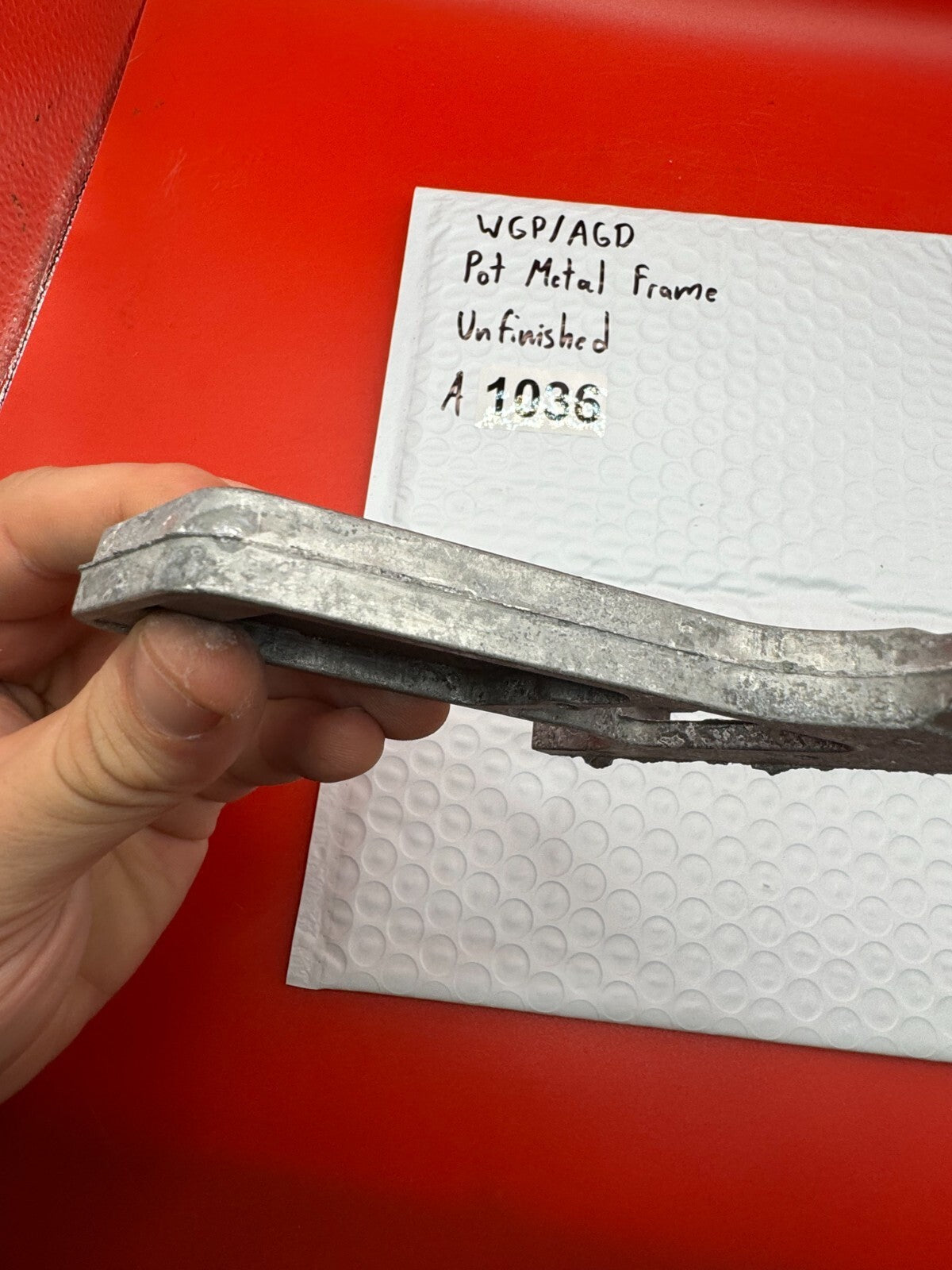 WGP/AGD Pot Metal Paintball Marker Frame Unfinished - used paintball grip frame - raw / unfinished silver