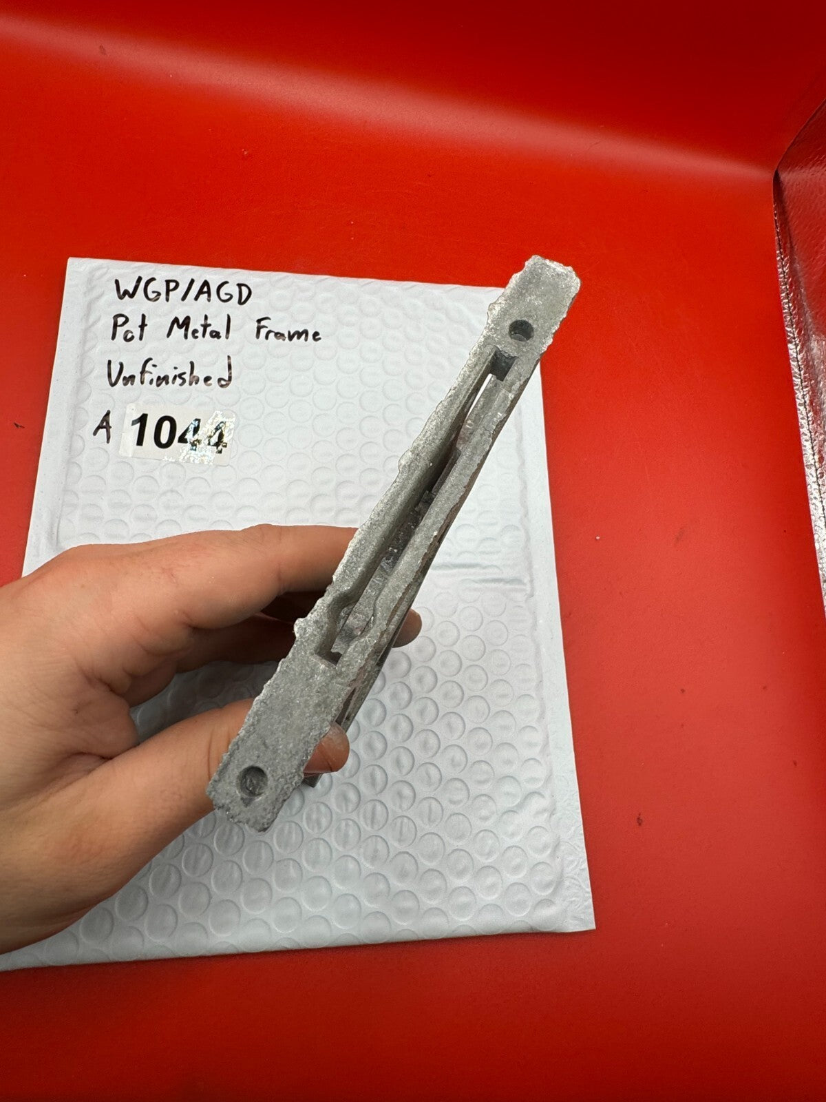 WGP/AGD Pot Metal Paintball Marker Frame Unfinished - used paintball grip frame - raw / unfinished pot metal (bare zinc alloy)