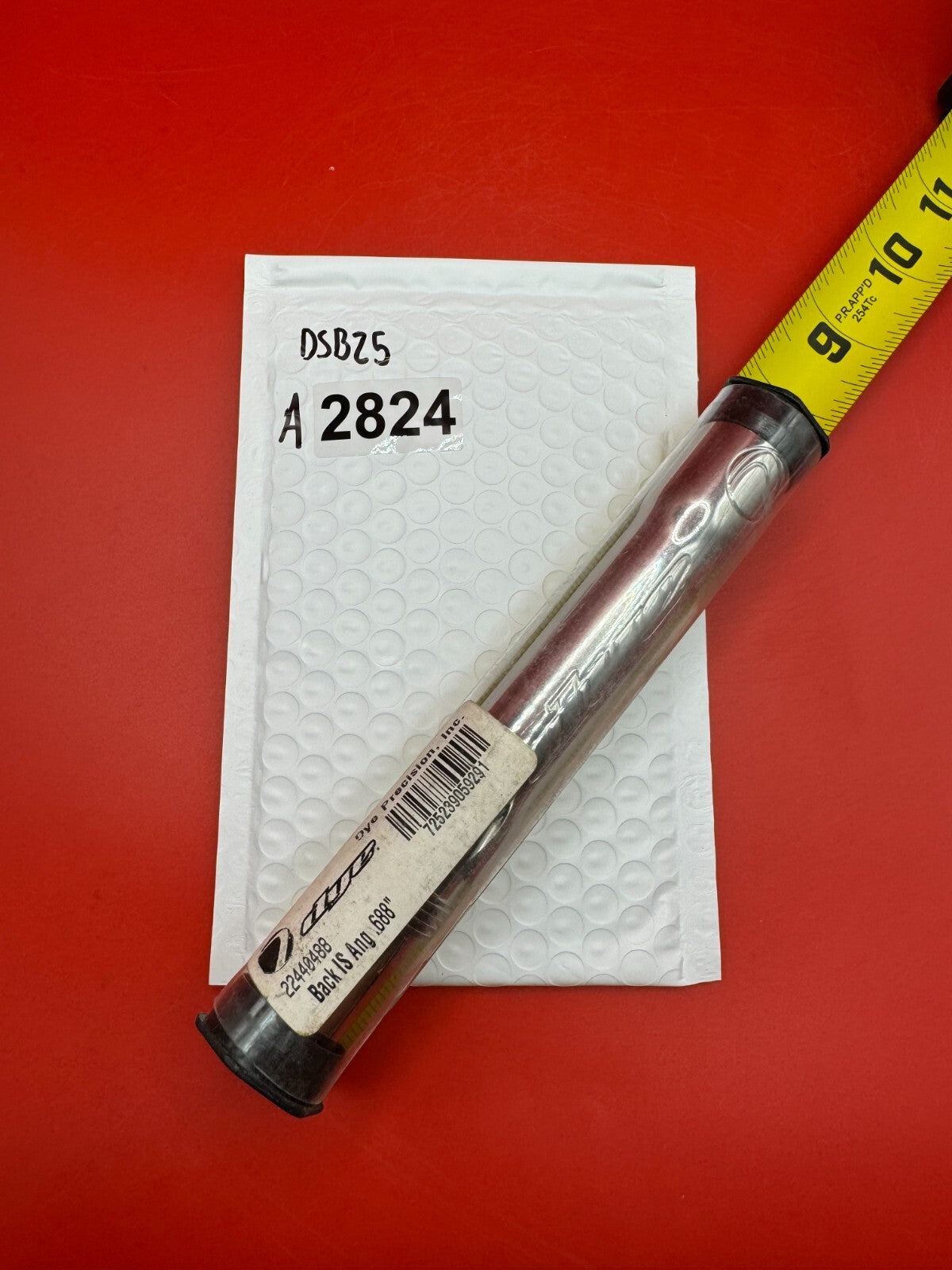 Dye SS Angel Threaded .688 Paintball Barrel Back - used paintball barrel back - silver/red anno