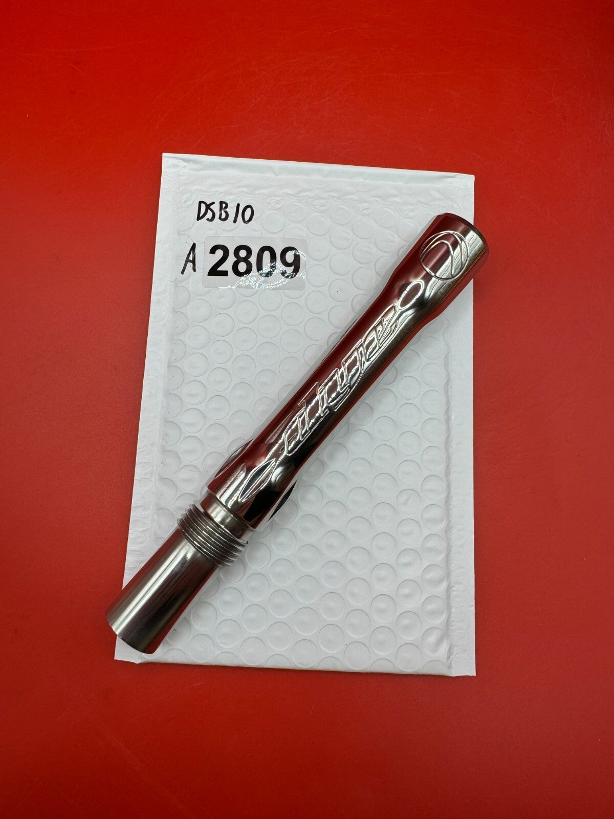 Dye SS Angel Threaded .688 Paintball Barrel Back - used paintball barrel back - silver