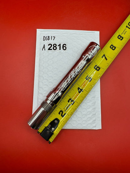Dye SS Angel Threaded .688 Paintball Barrel Back - used paintball barrel back - red anno/silver