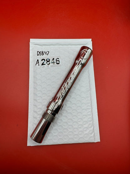 Dye SS Angel Threaded .688 Paintball Barrel Back - used paintball barrel back - silver/red anno