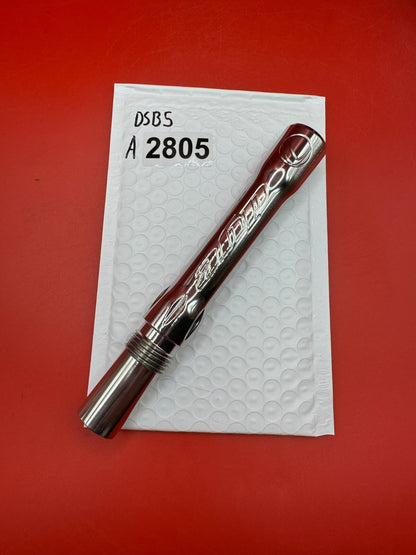 Dye SS Angel Threaded .688 Paintball Barrel Back - used paintball barrel back - silver/red anno