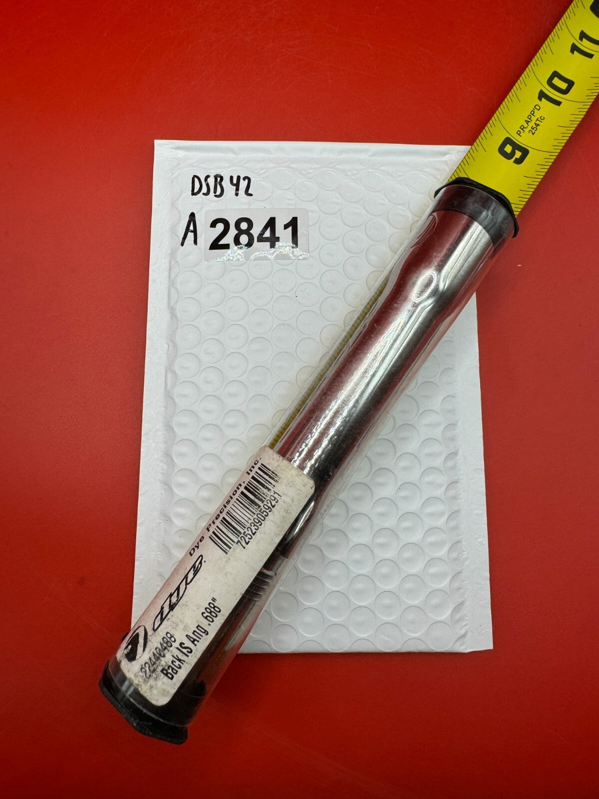 Dye SS Angel Threaded .688 Paintball Barrel Back - used paintball barrel back - red/silver