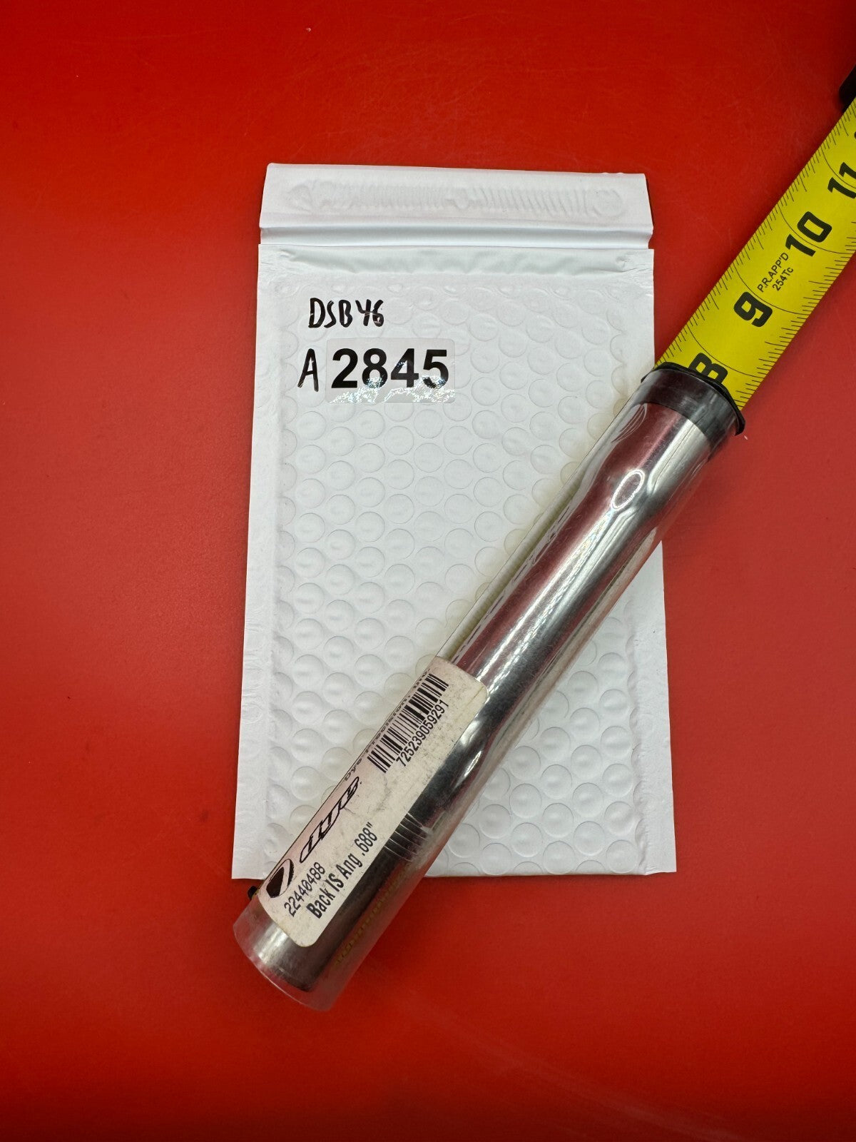 Dye SS Angel Threaded .688 Paintball Barrel Back - used paintball barrel back - silver/red anno