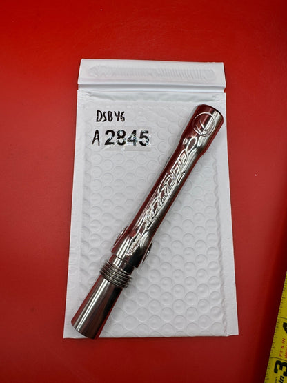 Dye SS Angel Threaded .688 Paintball Barrel Back - used paintball barrel back - silver/red anno
