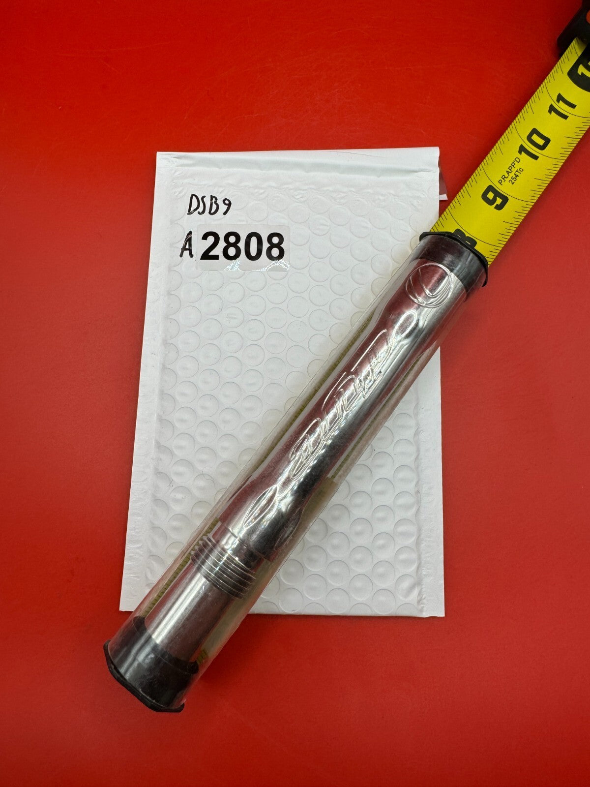 Dye SS Angel Threaded .688 Paintball Barrel Back - used paintball barrel back - silver/chrome