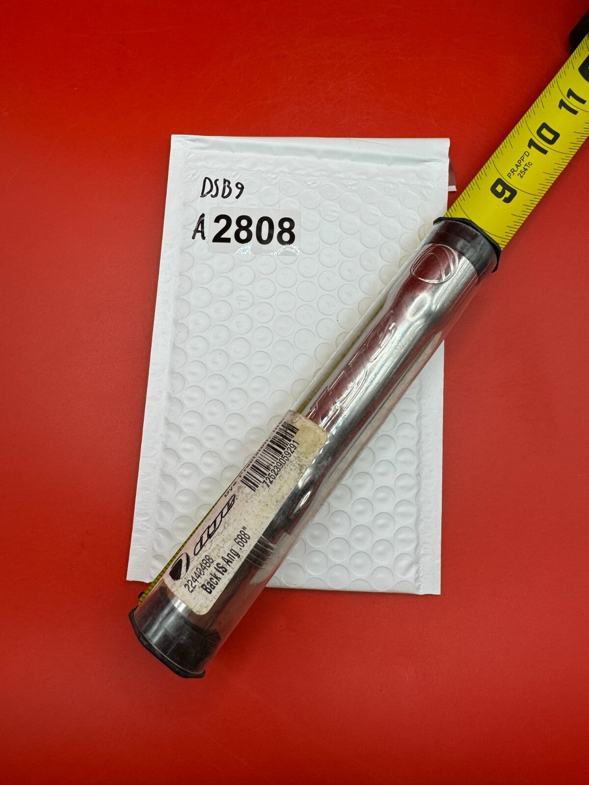 Dye SS Angel Threaded .688 Paintball Barrel Back - used paintball barrel back - silver/chrome