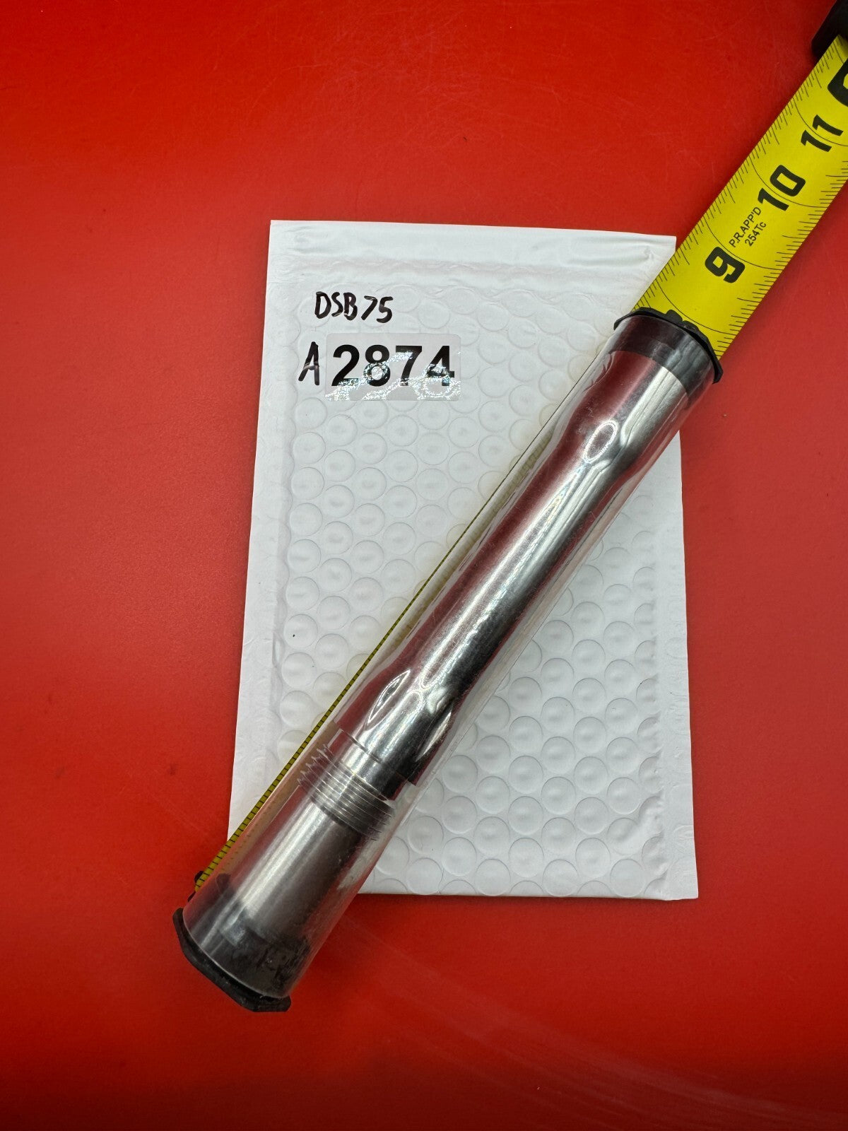 Dye SS Angel Threaded .688 Paintball Barrel Back - used paintball barrel back - red/chrome