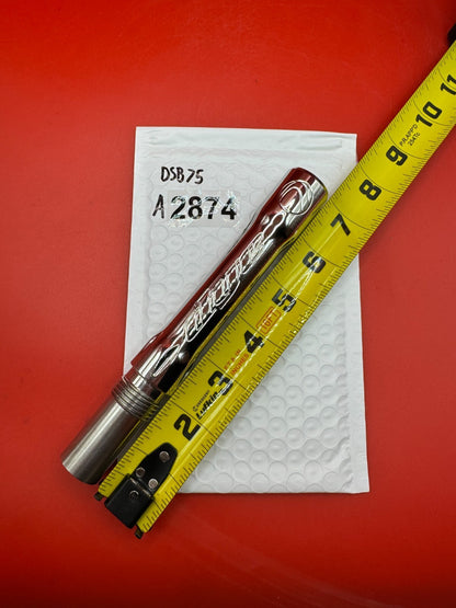 Dye SS Angel Threaded .688 Paintball Barrel Back - used paintball barrel back - red/chrome
