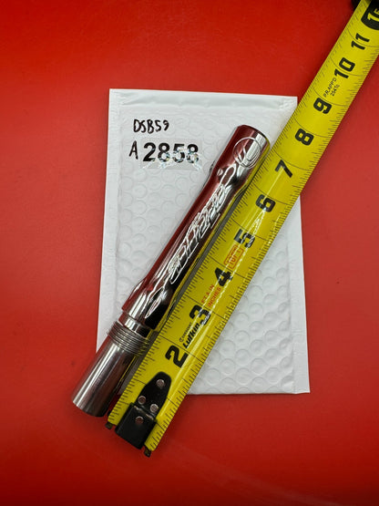 Dye SS Angel Threaded .688 Paintball Barrel Back - used paintball barrel back - red anno/silver