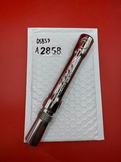 Dye SS Angel Threaded .688 Paintball Barrel Back - used paintball barrel back - red anno/silver