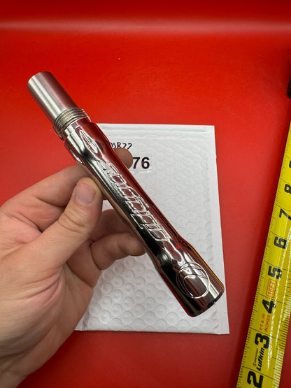 Dye SS Angel Threaded .688 Paintball Barrel Back - used paintball barrel back - red anno/silver