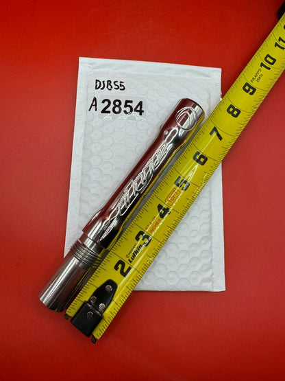 Dye SS Angel Threaded .688 Paintball Barrel Back - used paintball barrel back - silver/red anno