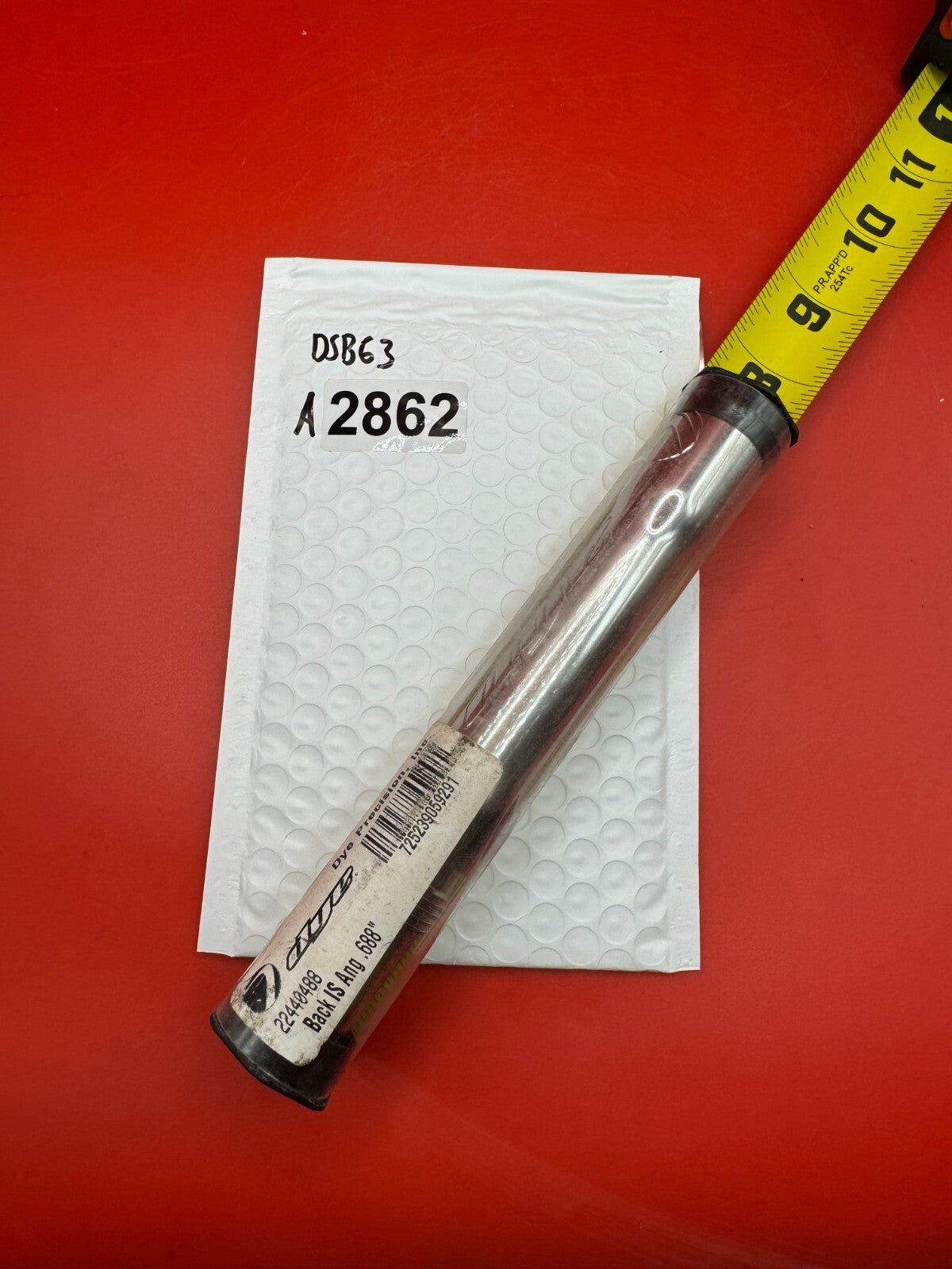 Dye SS Angel Threaded .688 Paintball Barrel Back - used paintball barrel back - red/silver
