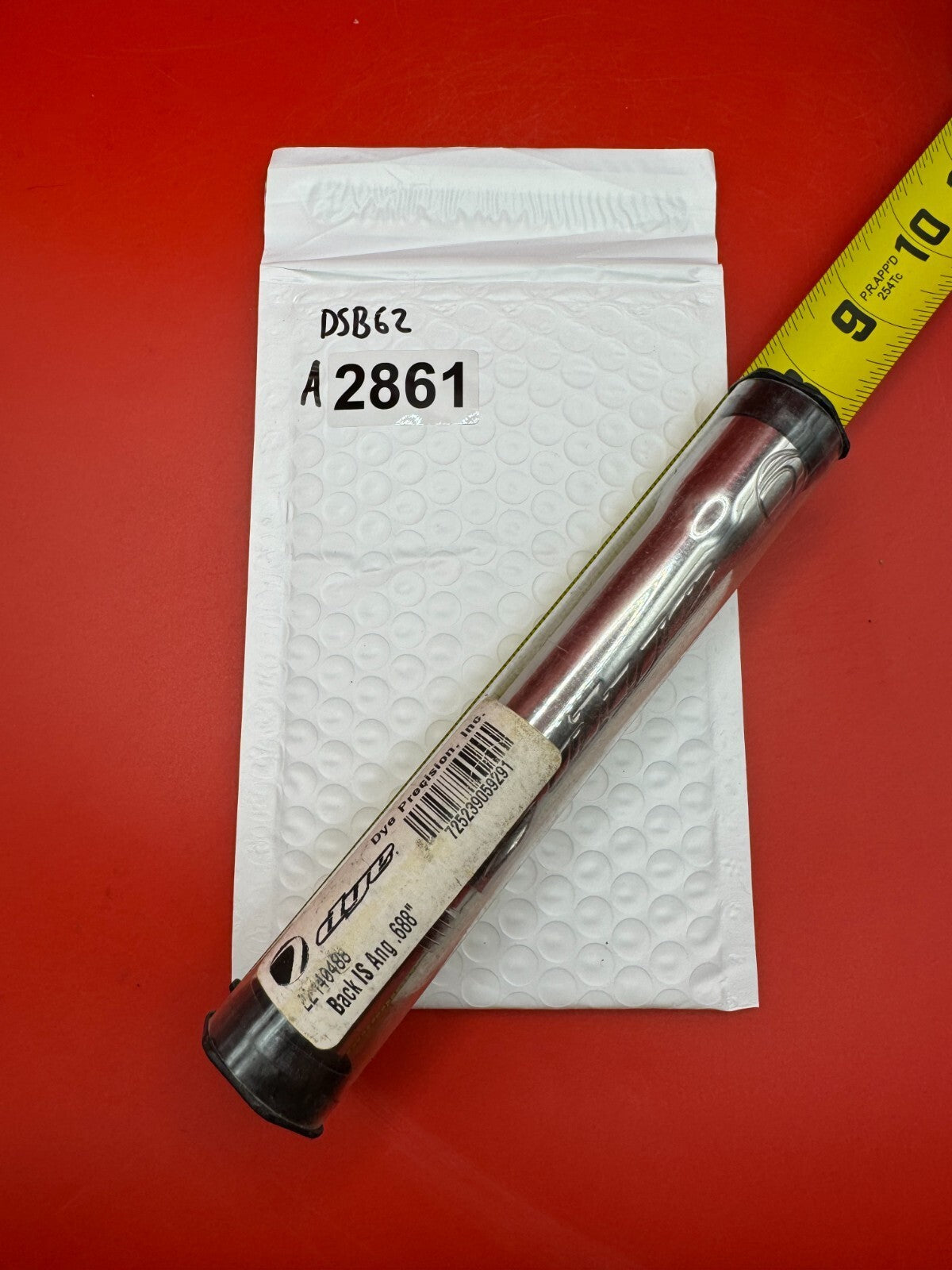 Dye SS Angel Threaded .688 Paintball Barrel Back - used paintball barrel back - red anno / polished silver
