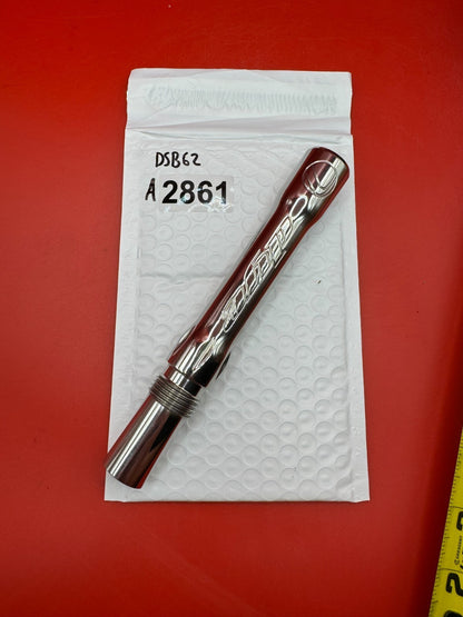 Dye SS Angel Threaded .688 Paintball Barrel Back - used paintball barrel back - red anno / polished silver