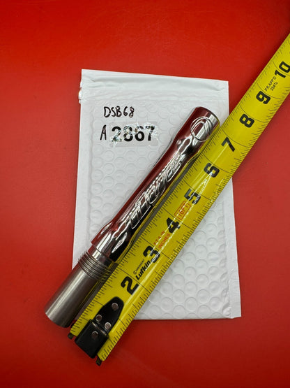 Angel Dye Back .688 Stainless Steel - used paintball barrel back - red anno/polished silver