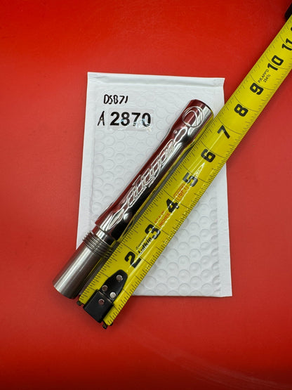 Angel Dye Back .688 Stainless Steel - used paintball barrel back - red anno/silver