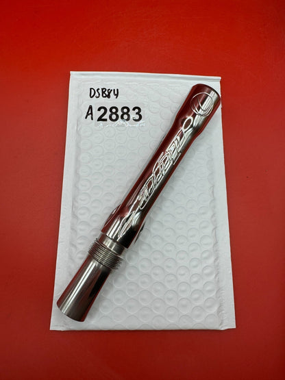 Angel Dye Back .688 Stainless Steel - used paintball barrel back - silver/red anno