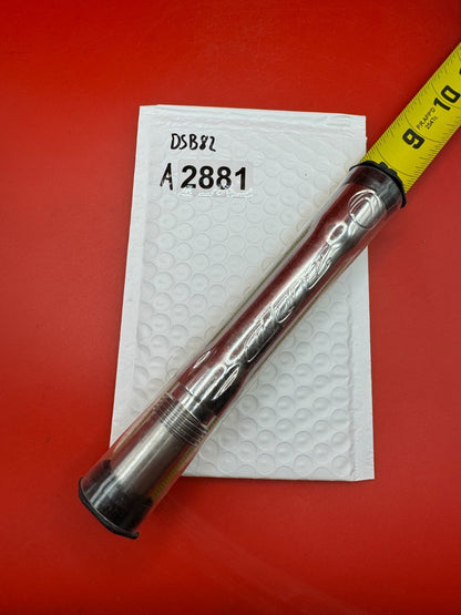 Angel Dye Back .688 Stainless Steel - used paintball barrel back - silver/red anno