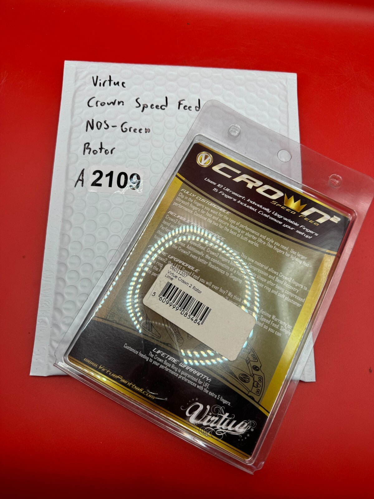 Virtue Crown Speed Feed NOS-Green Rotor - used paintball speed feed - lime green