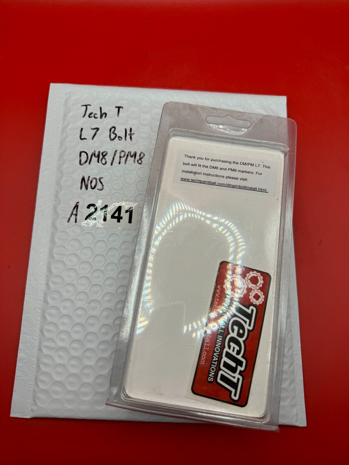 Tech T L7 Bolt DM8/PM8 NOS - used paintball bolt - gold/black