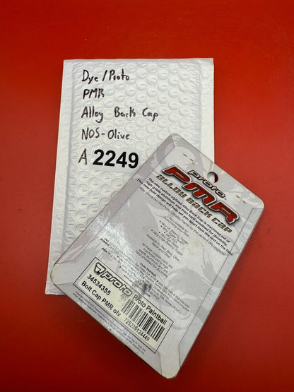 Dye/Proto PMR Alloy Back Cap NOS-Olive - used paintball bolt back cap - olive