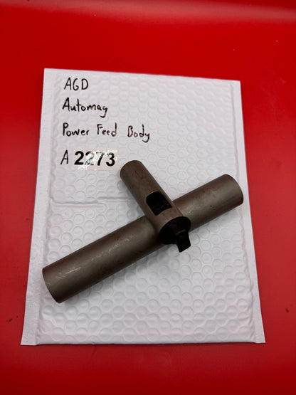 AGD Automag Power Feed Body - used paintball power feed body - matte silver / gunmetal
