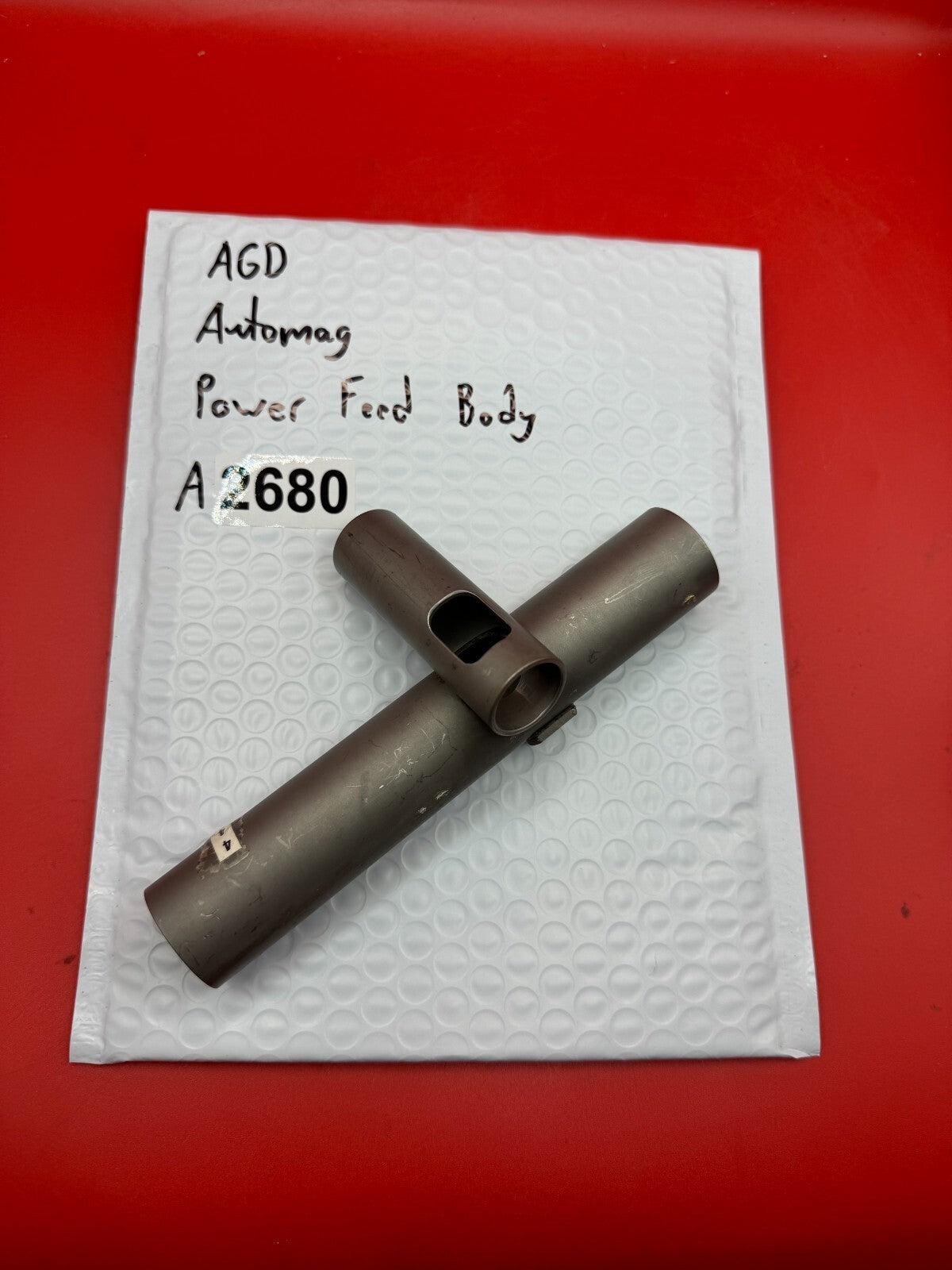 AGD Automag Power Feed Body - used paintball power feed body - gunmetal / dark ano