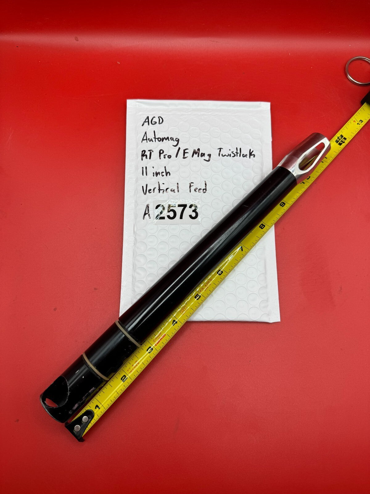 AGD Automag RT Pro/ E Mag Twistlock 11 inch Vertical Feed - used paintball barrel - black/silver