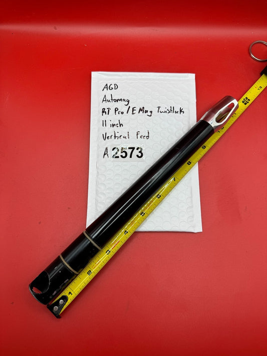 AGD Automag RT Pro/ E Mag Twistlock 11 inch Vertical Feed - used paintball barrel - black/silver