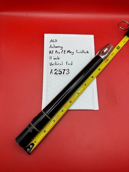 AGD Automag RT Pro/ E Mag Twistlock 11 inch Vertical Feed - used paintball barrel - black/silver