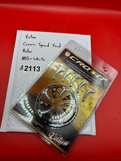 Virtue Crown Speed Feed Rotor  NOS-White - used paintball speed feed - white/black