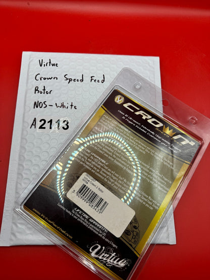 Virtue Crown Speed Feed Rotor  NOS-White - used paintball speed feed - white/black