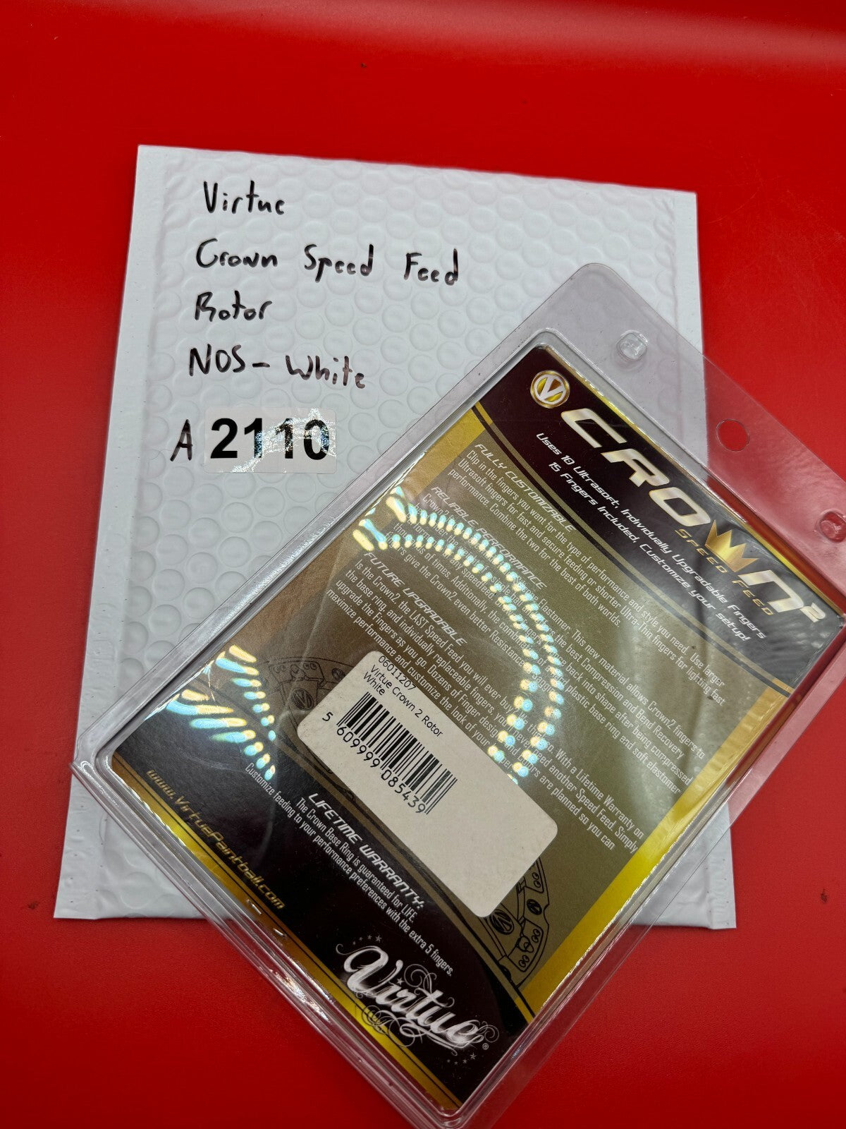 Virtue Crown Speed Feed Rotor  NOS-White - used paintball speed feed / rotor assembly - white