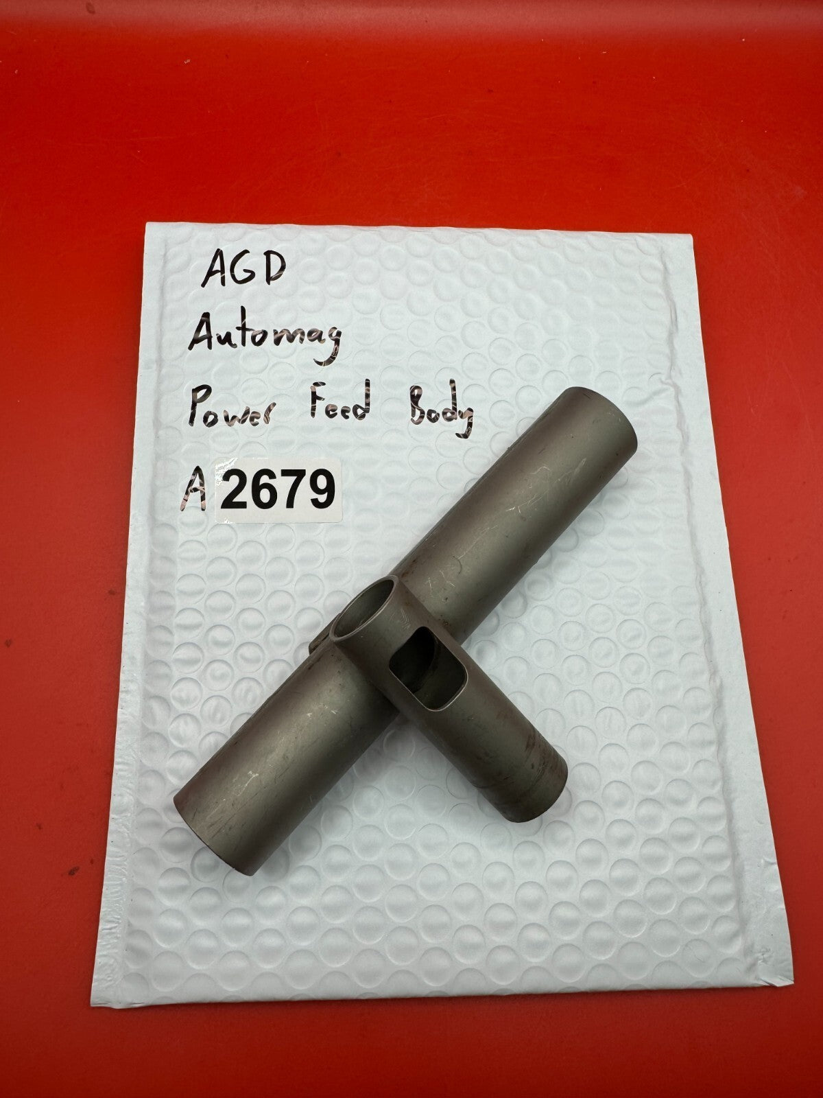 AGD Automag Power Feed Body - used paintball power feed body - gunmetal anodized