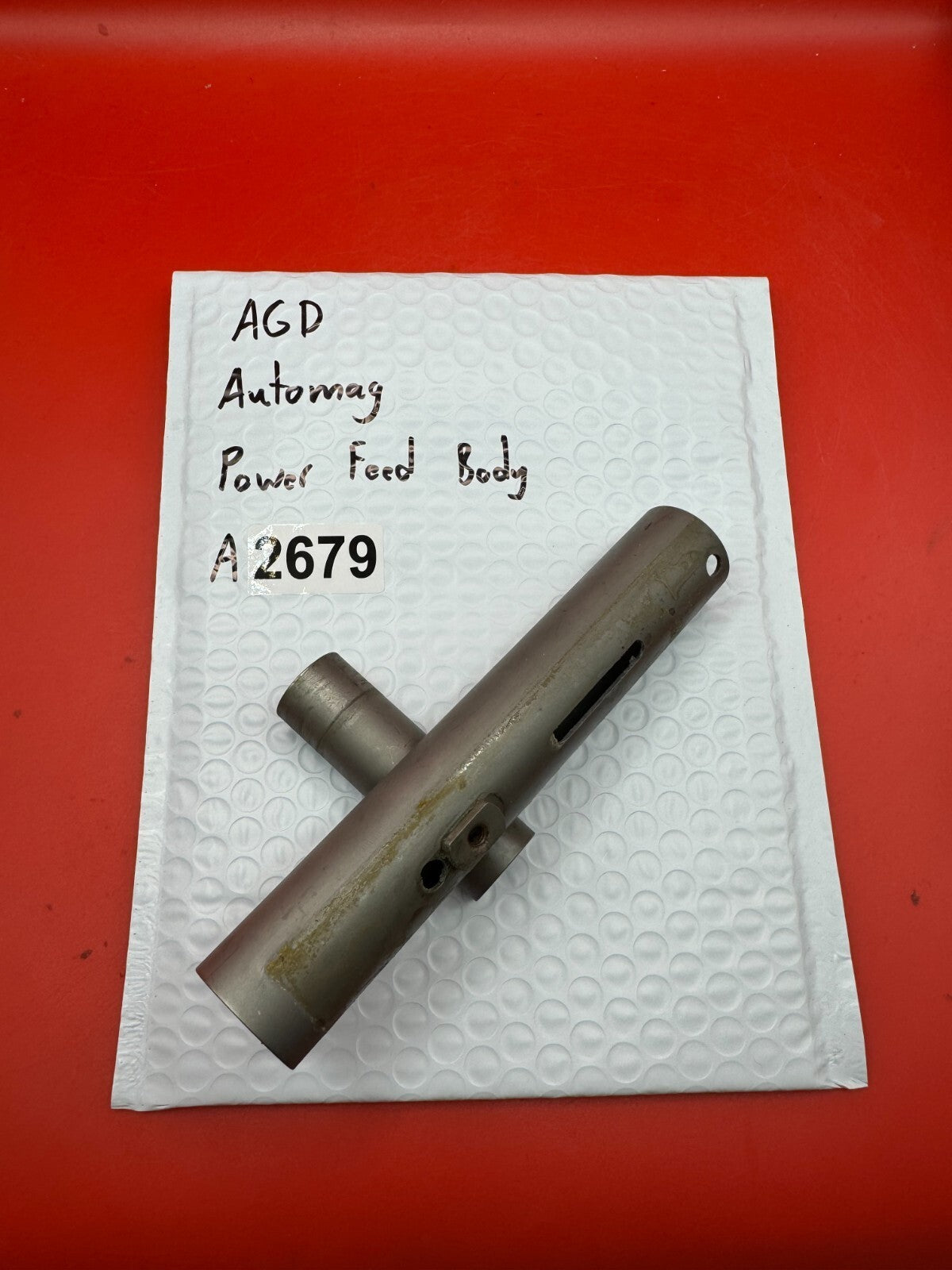 AGD Automag Power Feed Body - used paintball power feed body - gunmetal anodized